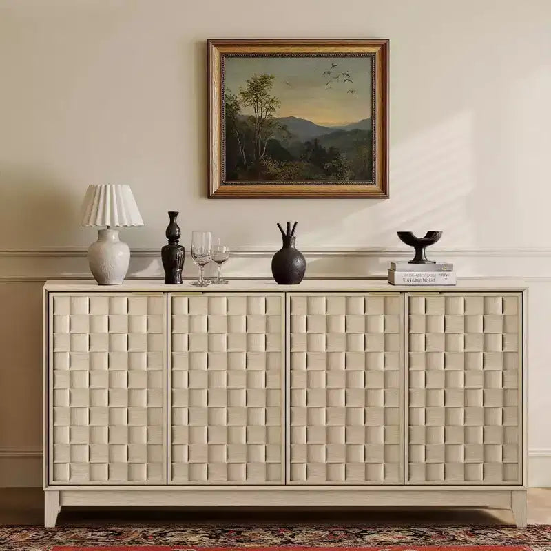 Ora Maison 60 Sideboard Buffet Cabinet  4-Door Accent Storage Cabinet with Adjustable Shelves for Dining Room and Living Room
