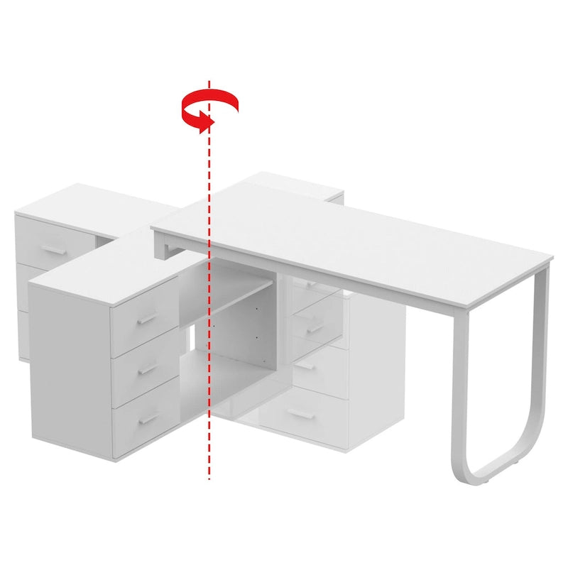 55-inch L Shaped Office Computer Desk with Drawers