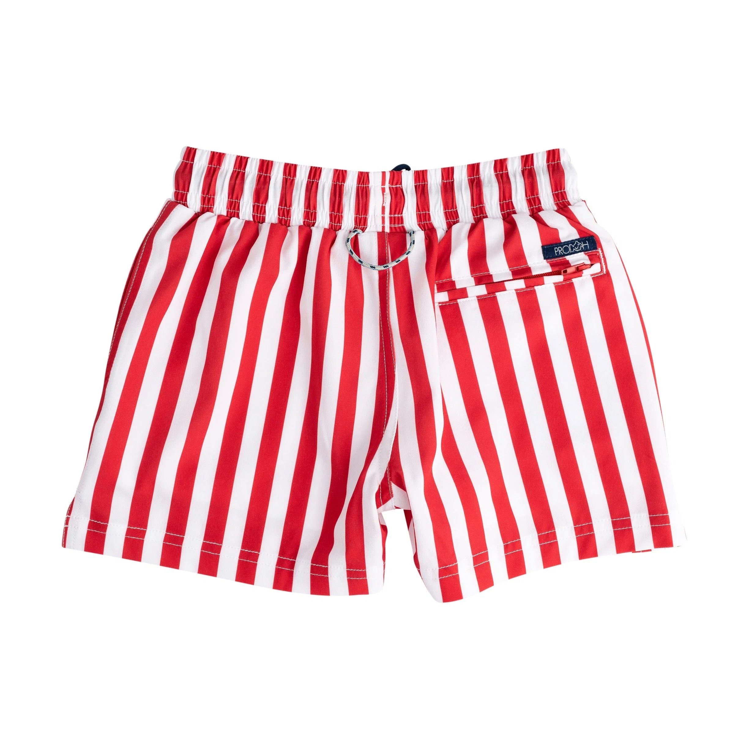 Boys' Boogie Board Swim Trunks Red/White Stripe Print