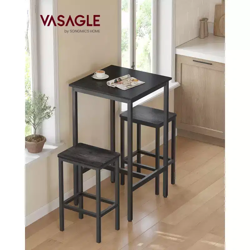 VASAGLE Bar Table, Small Kitchen Dining High Top Pub Cocktail Table,Sturdy Metal Frame,for Narrow Spaces,Easy to Assemble