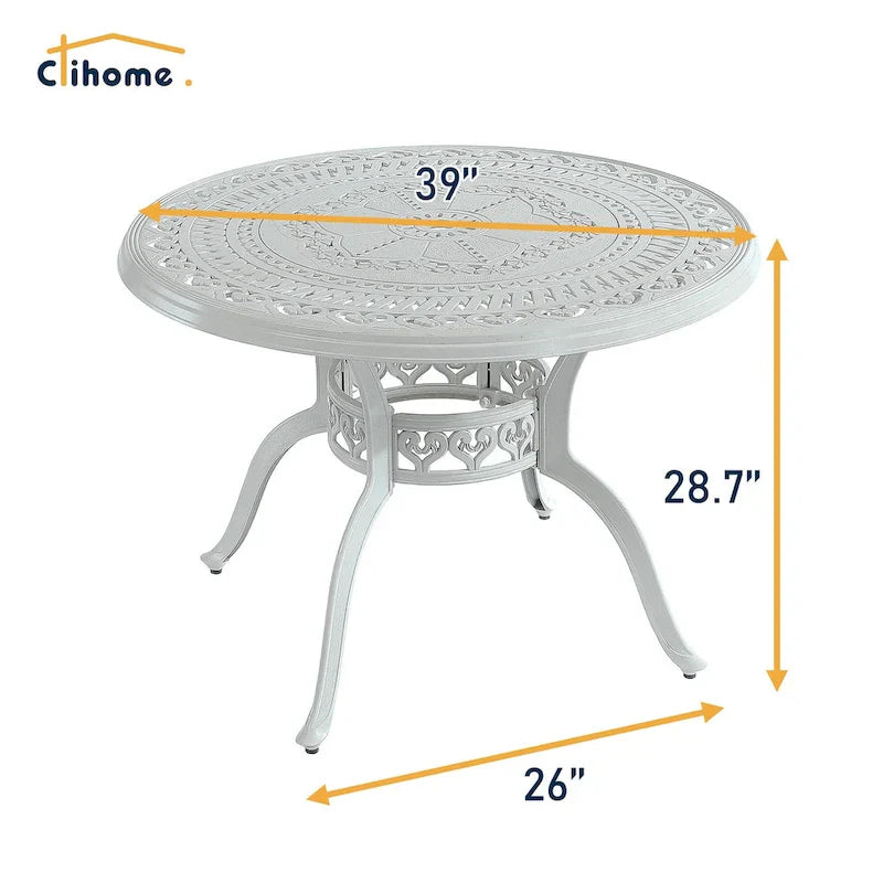 5-Piece Cast Aluminum Patio Dining Set with 4 Swivel Chair