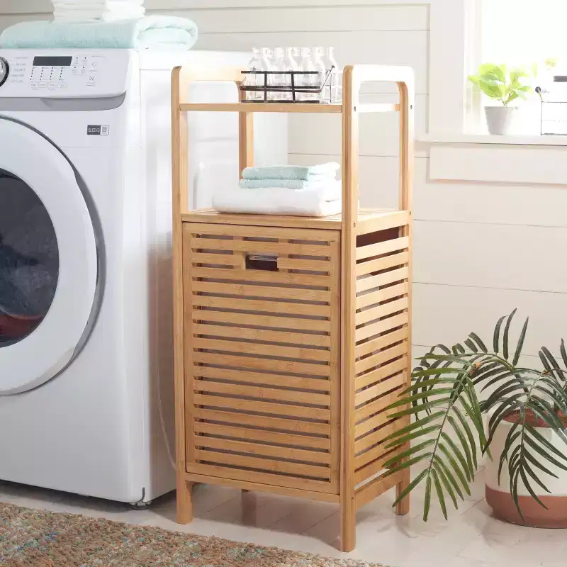 Hallow Laundry Basket with Shelf - STG1903 - Natural/Beige - Safavieh