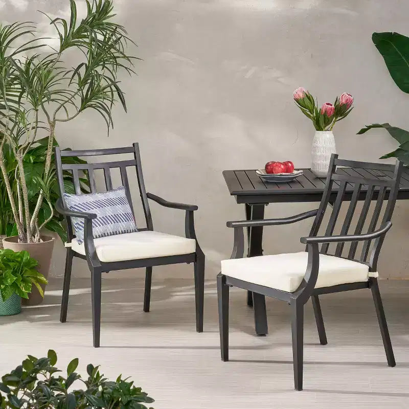 Christopher Knight Home Bostwick Outdoor Iron Dining Chairs with Cushion (Set of 2)