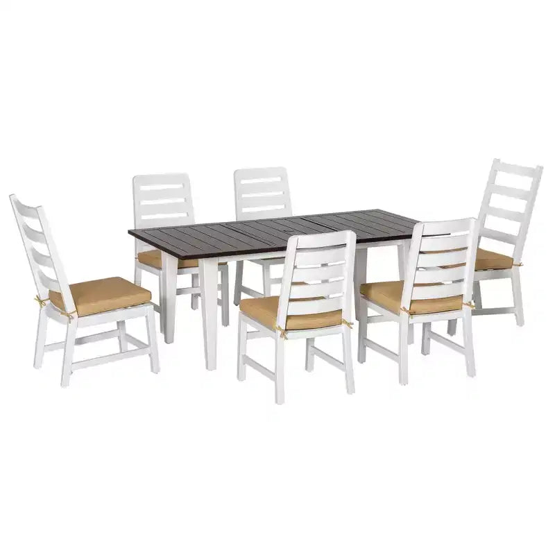 Patio Dining Set for 6, Outdoor Furniture Set with a Table & Chairs, Cushions, Umbrella Hole for Garden, or Poolside