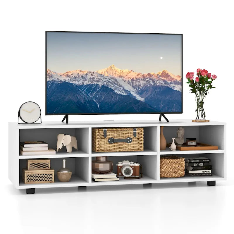 TV Stand for 40-50 TVs, 6 Storage Cubes, 3 Adjustable Shelves, 287 lbs Capacity