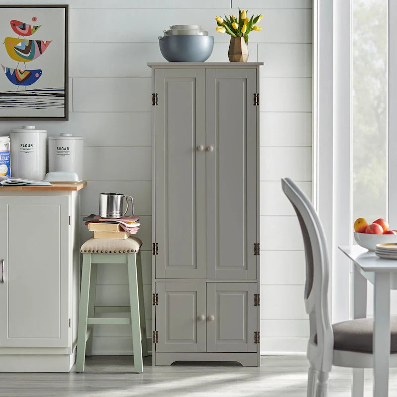 Modern Farmhouse Extra-Tall Storage Cabinet - Freestanding Floor Cabinet for Living Room