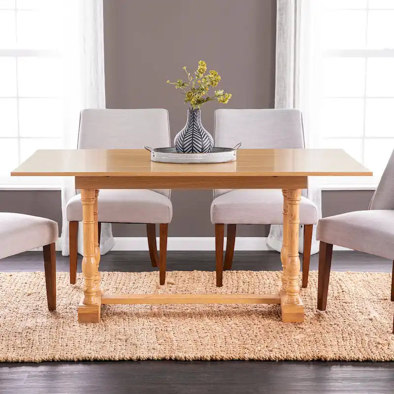 Farmhouse Drop Leaf Trestle Console to Dining Table
