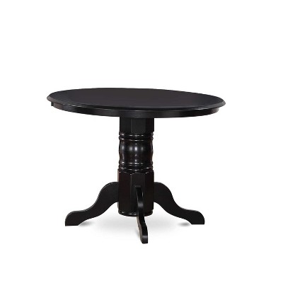 HomeStock 5-Piece Round Black Finish Solid Wood Top Dining Table with 4-Parson Chair