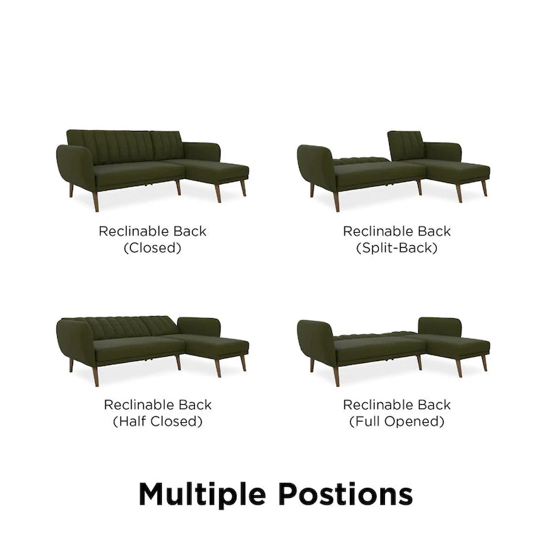 Sectional Futon Sofa Bed, Convertible Sleeper, Modern Living Room Couch