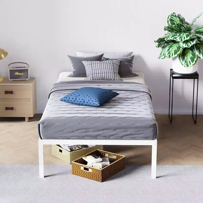 Lusimo 14 Inch Bed Frame Easy Assembly Metal Platform Bed with Steel Slat Support Twin/Full/Queen/King