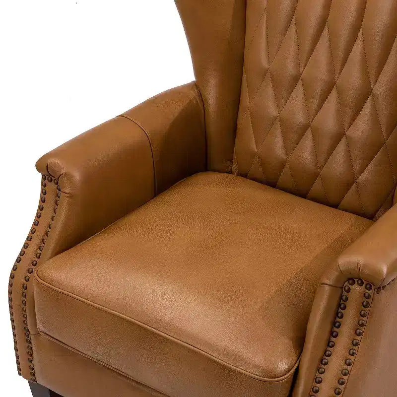 Valerius Genuine Leather Armchair with Nailhead Trims and Solid Wood Legs | HULALA HOME