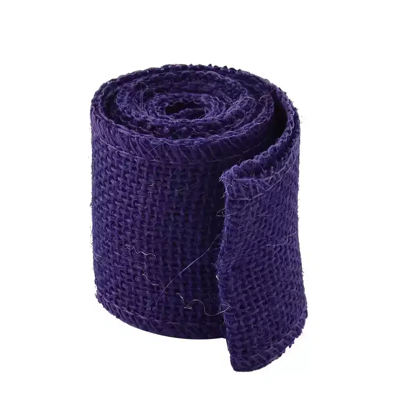 Unique Bargains Burlap Belt Rope Cord Strap Arts Craft Wedding Ribbon Roll Purple 2.2 Yard