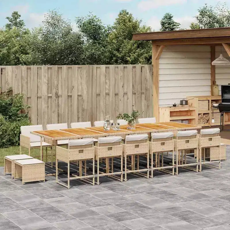 vidaXL Garden Dining Set Beige, Brown