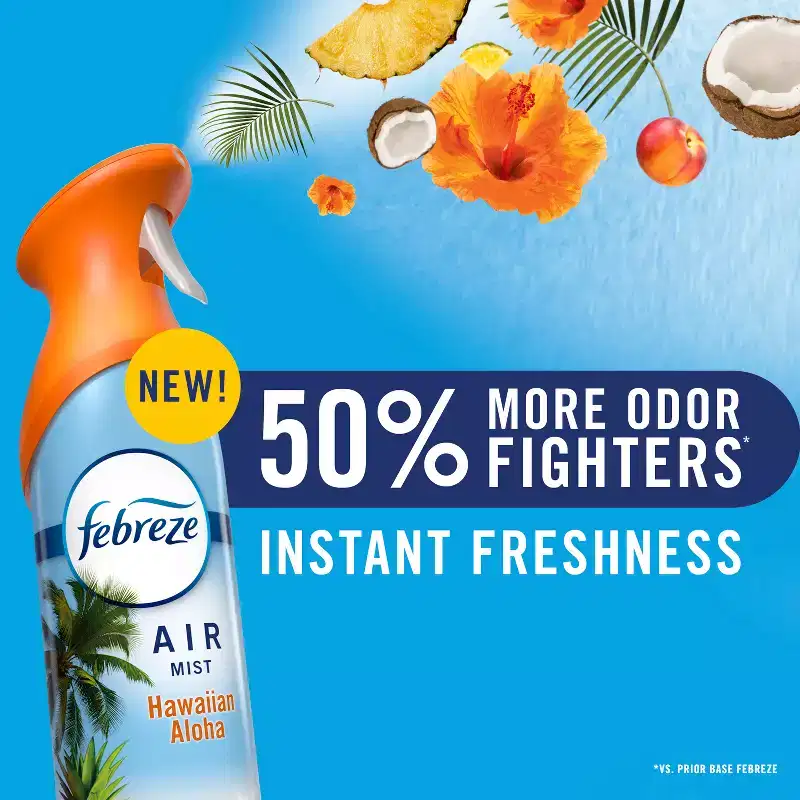 Febreze Air Mist Odor-Fighting Air Freshener - Hawaiian Aloha - 8.1oz: Disposable, Dye-Free, Phthalate-Free