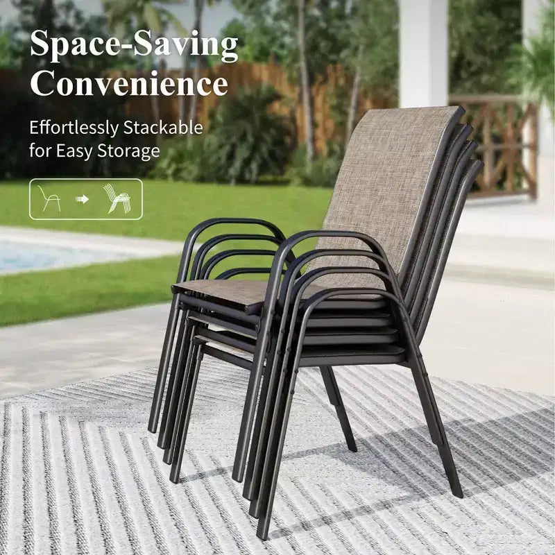 Captiva Designs Outdoor Patio Dining Steel Arm Chairs with Quick-dry Sling