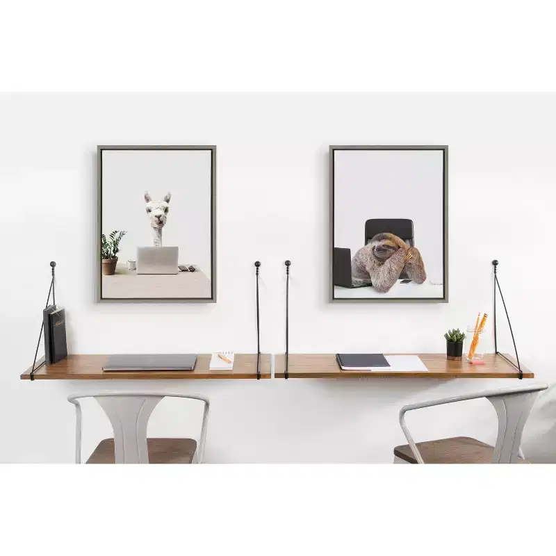 Kate and Laurel Vista Wall Mounted Wooden Desk Shelf
