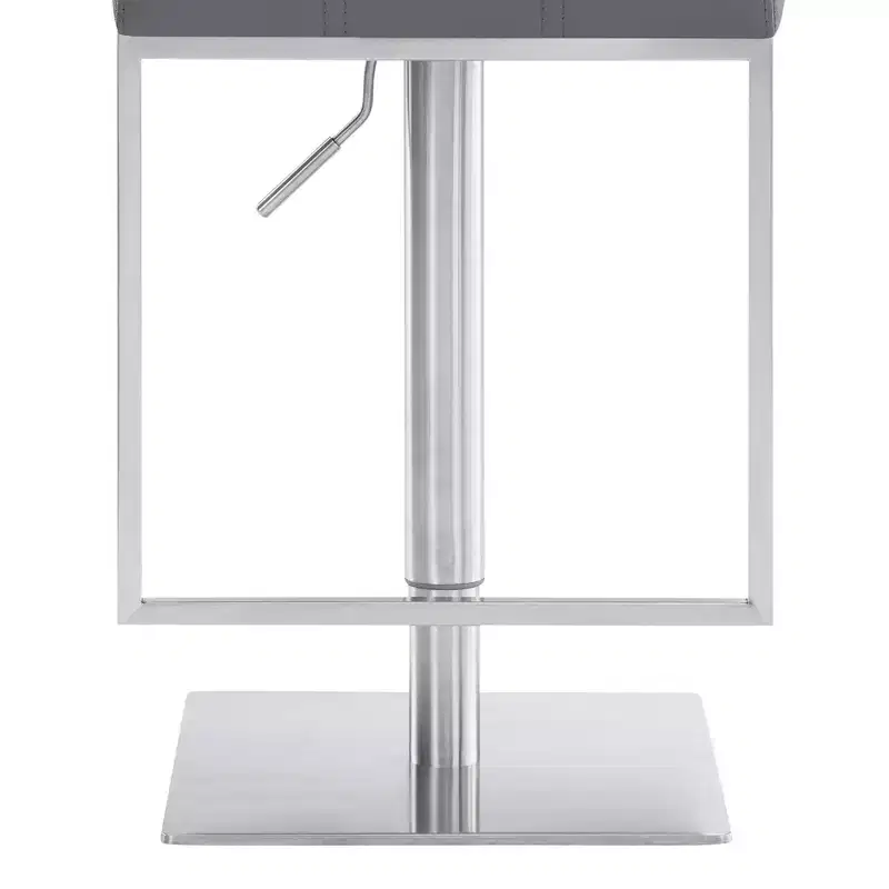 Michele Adjustable Faux Leather Stainless Steel Barstool - Armen Living