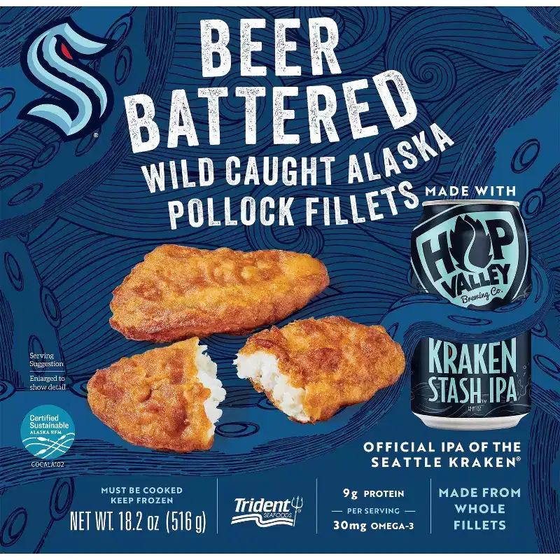 Kraken Beer Battered Wild Alaska Pollock Fillets - Frozen - 18.2oz