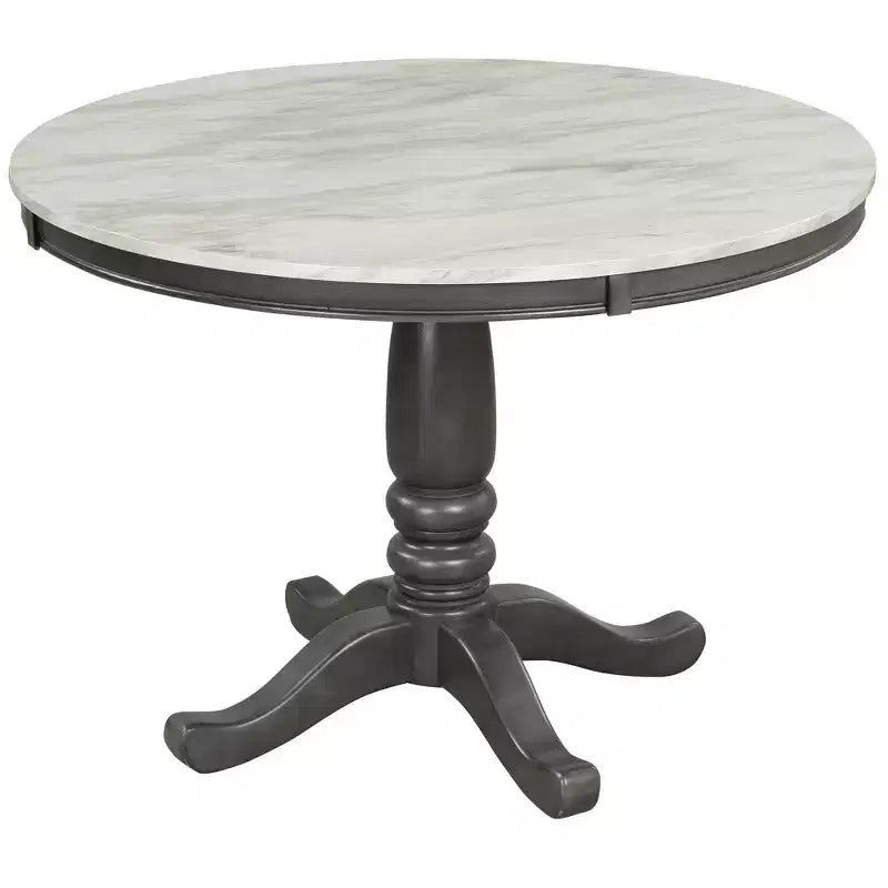 5-Piece Dining Set with Solid Wood Table and 4 Chairs, Gray