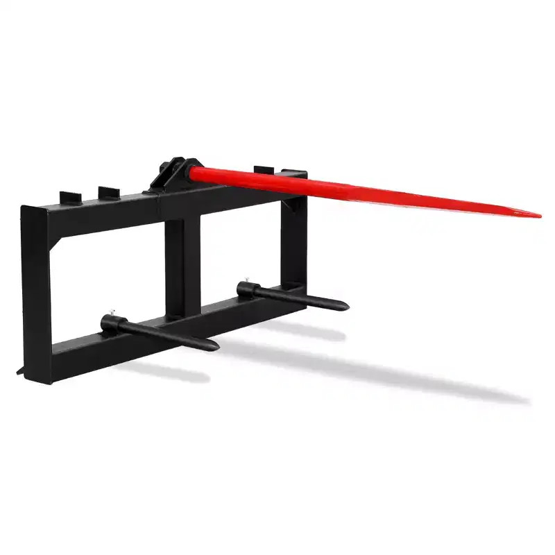Hay Spear Attachment with 3000lbs Capacity - Quick Attach Bale Spear for Skid Steers & Tractors
