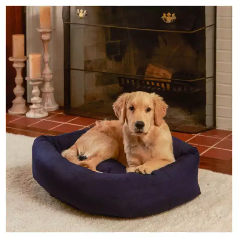 Kensington Garden Rectangle Indoor/Outdoor Bumper Dog Bed - Navy - M/L