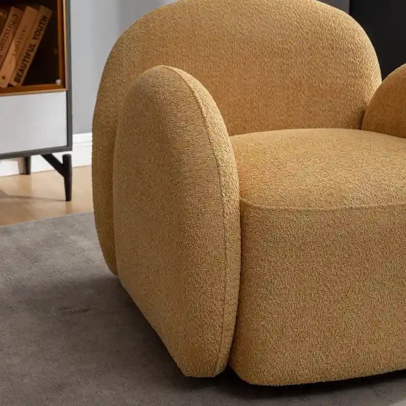 Modern Glam Boucle Upholstered Swivel Accent Armchair with 360 Degree Swivel Base