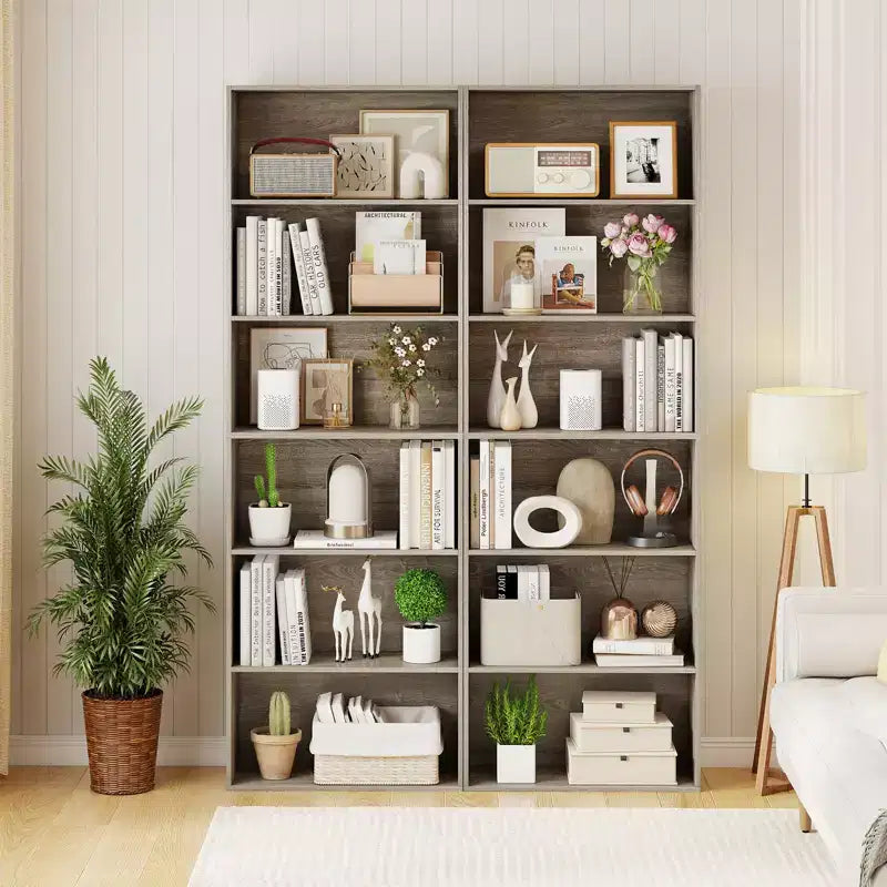 Costway 2PCS 6-Tier Bookshelf w/Open Shelves Anti-Tipping Kits for Living Room Bedroom