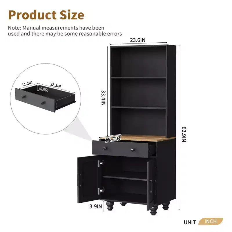 5-Tier Storage Cabinet with Drawer and Adjustable Shelves