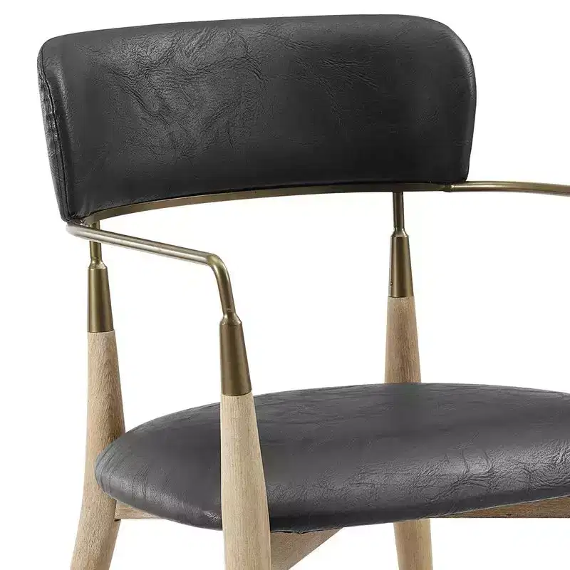 HOMLUX Set of 2 Upholstered Accent Dining Chairs Arm Rest Curved Backrest