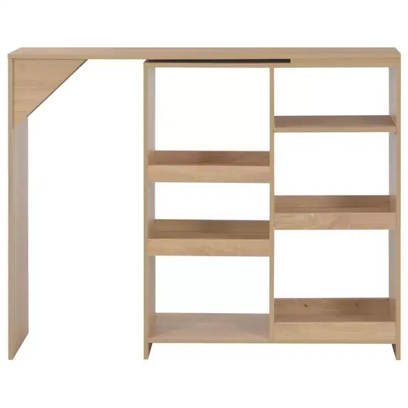 vidaXL Bar Table Kitchen Dining Pub Table Bistro Table with Moveable Shelf - Oak