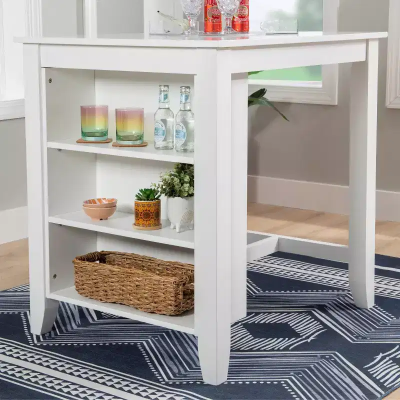 Shelby Solid Wood Space Saving Counter Height Table White - Powell