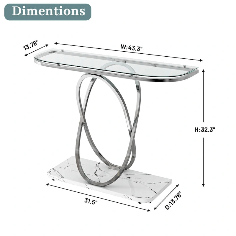 43.3 Inches Console Table with Geometric Base Modern Sofa Table for Entryway Living Room