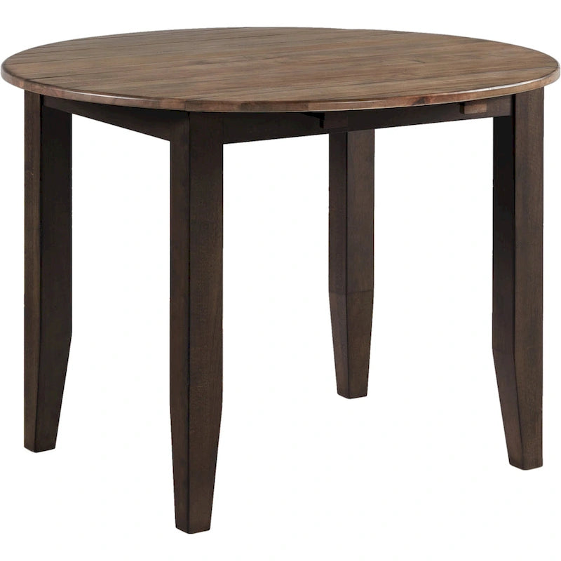 42 Round Drop Leaf Dining Table - Black & Walnut