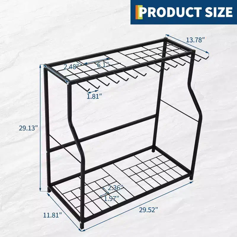 Garden Tool Organizer, Yard Tool Tower Rack for Garage Organization, Up to 43 Long-Handled Tools, Metal Garden Tool Stand with 14 Hooks for Yard Shed