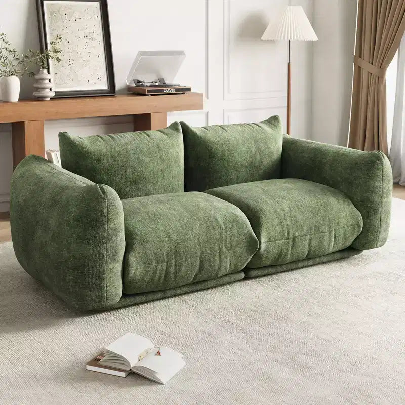 Chenille Fabric Modular Love Seat Sofa, 2-Seater Cloud Couch with High Resilience Cushioning, Boneless Design for Apartments & Living Rooms