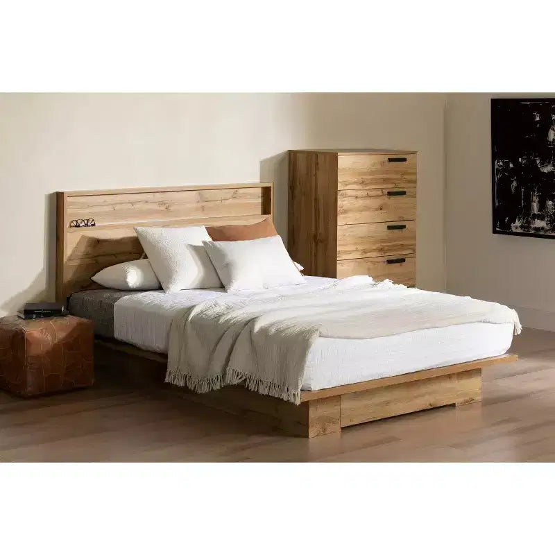 South Shore Full/Queen Platform Bed Nordik Oak