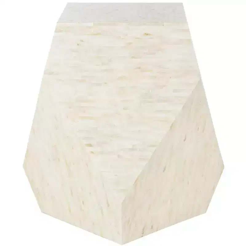Lea Mosaic Geometric Side Table - TRB1010A - Multi/Light Beige - Safavieh