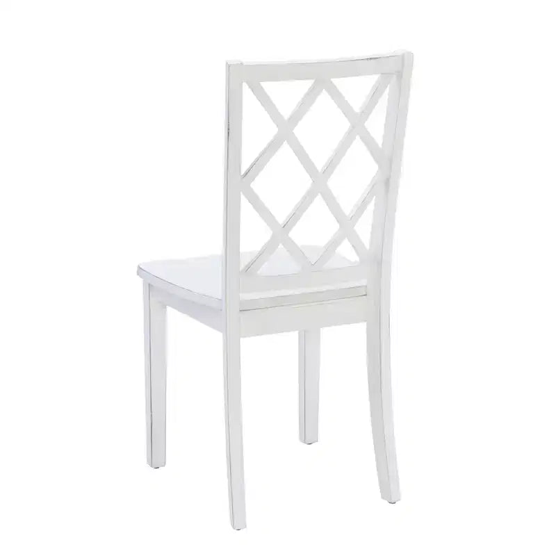 5pc Harleau Solid Wood Dining Set White - Powell: Rectangle Table, 4 Chairs, Nautical Style
