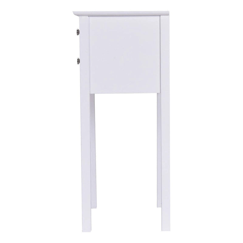 White 2-Drawer Side Table, 16 x 13 x 30 in.