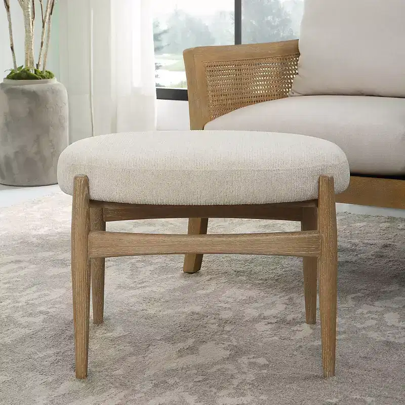 Uttermost Acrobat 24 1/2W Textured Off-White Fabric Bench