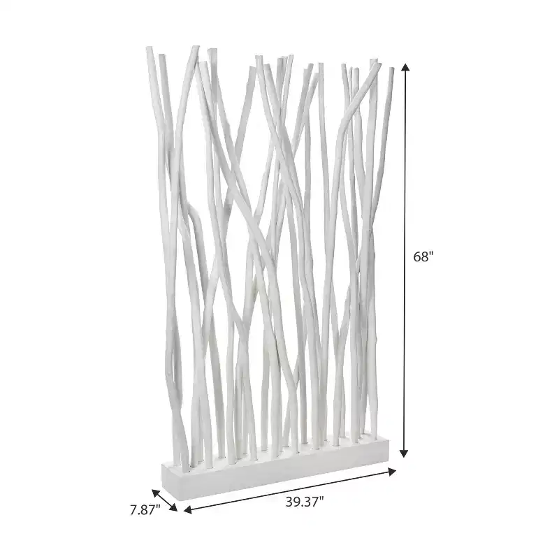 JONATHAN Y Tranquil 39W x 68H Coastal Bohemian Handcrafted Teak Branch Single Panel Room Divider
