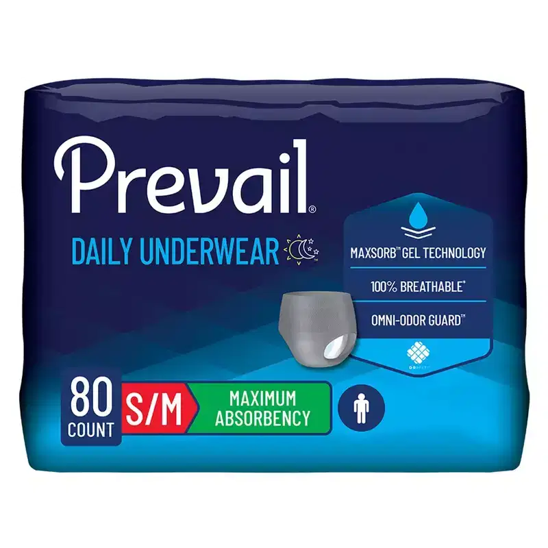 Prevail Daily Underwear Disposable Underwear Male Pull On with Tear Away Seams Small / Medium, PUM-512/1, 64, 80 Ct