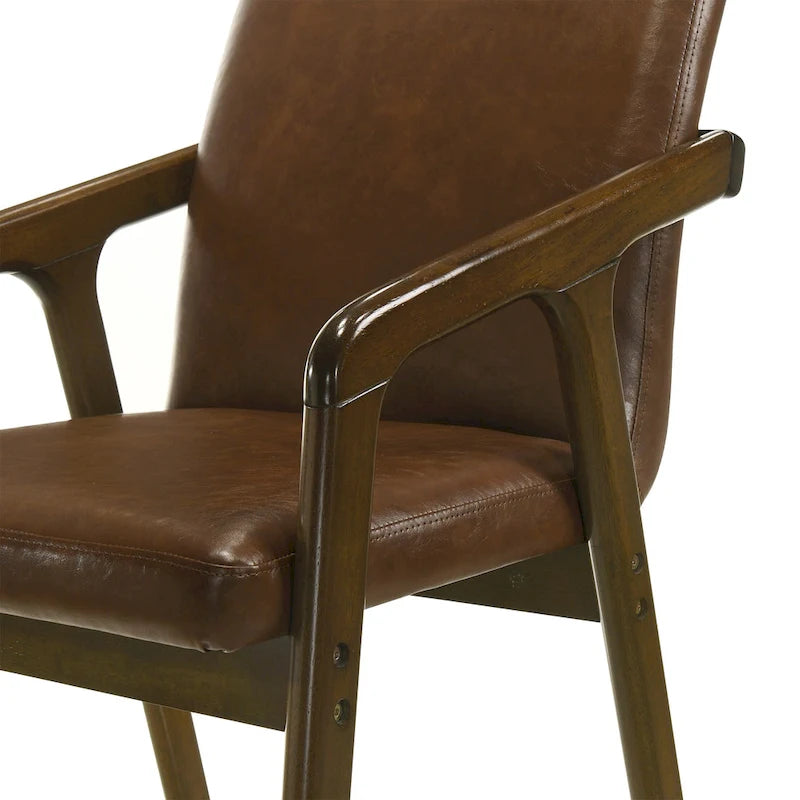 Simple Rustic Upholstered Dining Chair with Wooden Armrests