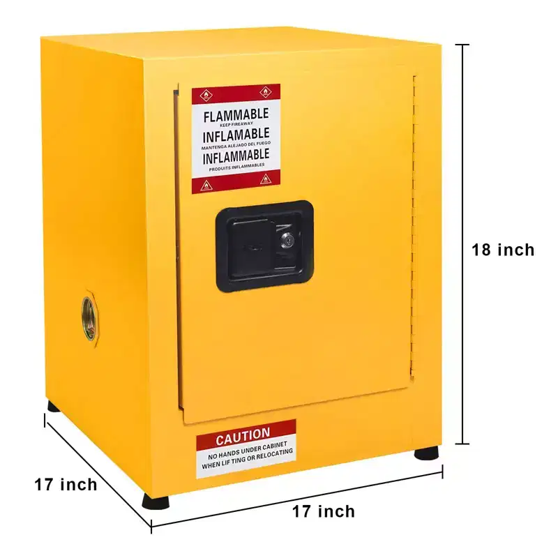 Fireproof Flammable Storage Cabinet  Double Wall Galvanized Steel, Lockable, Adjustable Shelf, Ventilation Ports for Chemical & Industrial Use