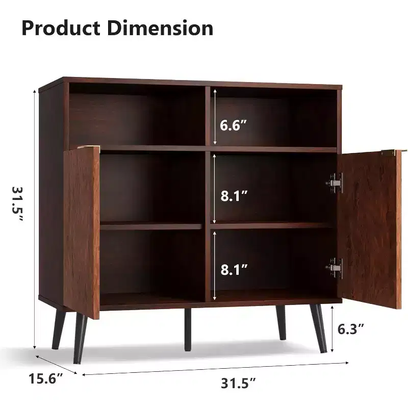 31.5 Buffet Cabinet - Sideboard w/ Drawers, Shelves & Doors, Coffee Station & Robot Vacuum Friendly