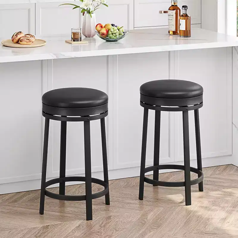 Whizmax 24'' Swivel Bar Stools with Footrest, Modern Counter Height Barstools with Pu Leather Upholstered and Metal Frame for Kitchen Island