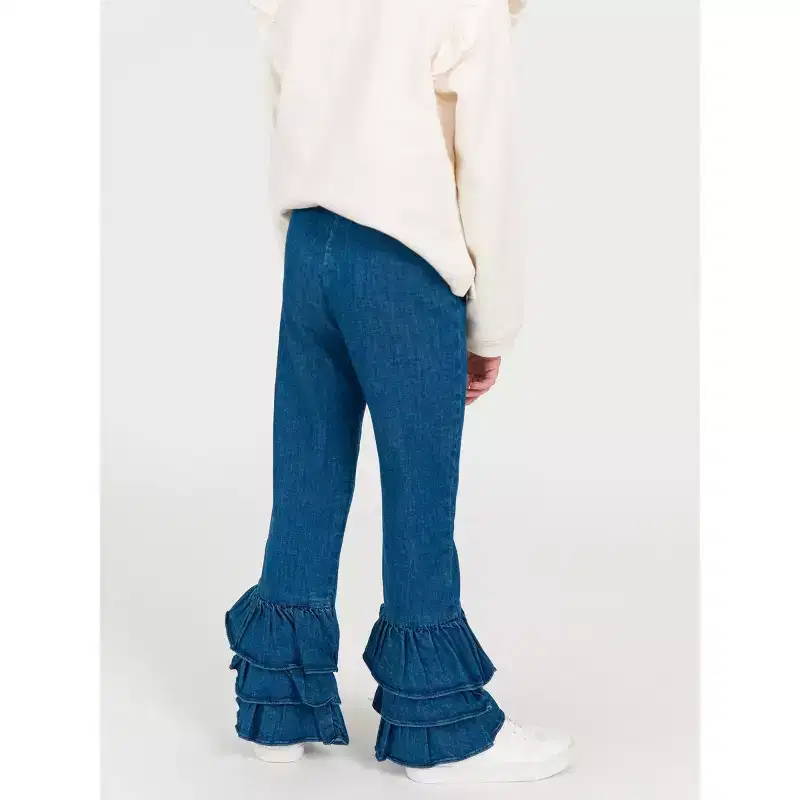 RuffleButts Girls Denim Flare Pants