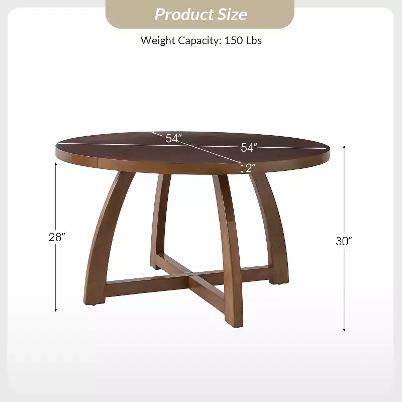 Nicola 54 Mid-century Modern Solid Wood Round Dining Table|HULALA HOME