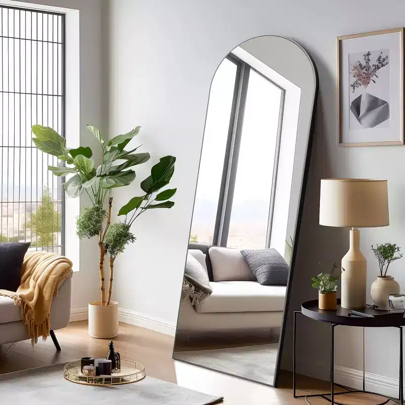 71x31 Large Arched TOP Full Length Floor Mirror Framed Bathroom Mirror for Living Room Black