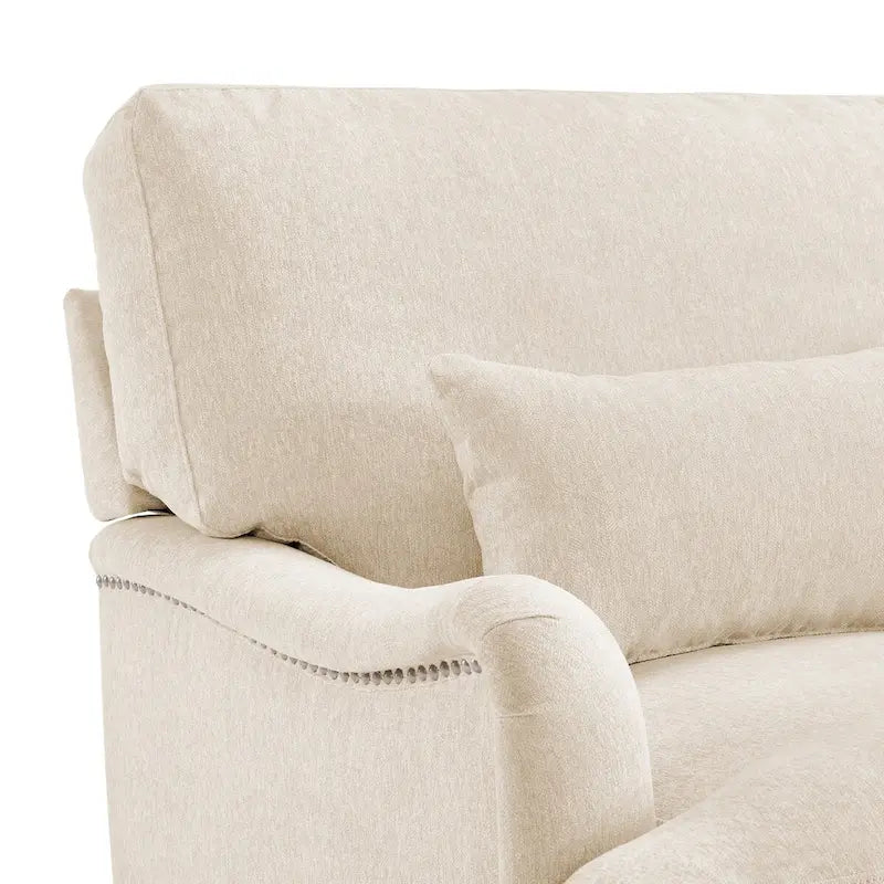 Modern Arm Accent Chair Upholstered with Solid Wood Frame and Lumbar Pillow